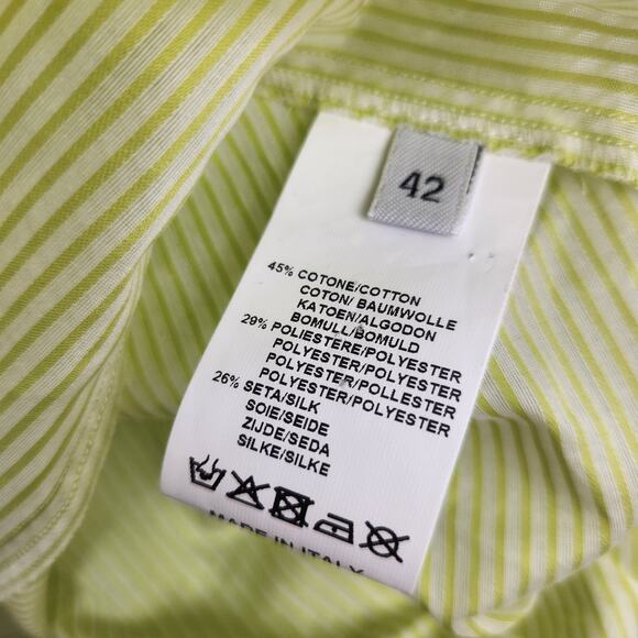 Algini Women Blouse Green Long Sleeve Semi Sheer Ruffle Back Size 42 US 6 NWT - Picture 9 of 10